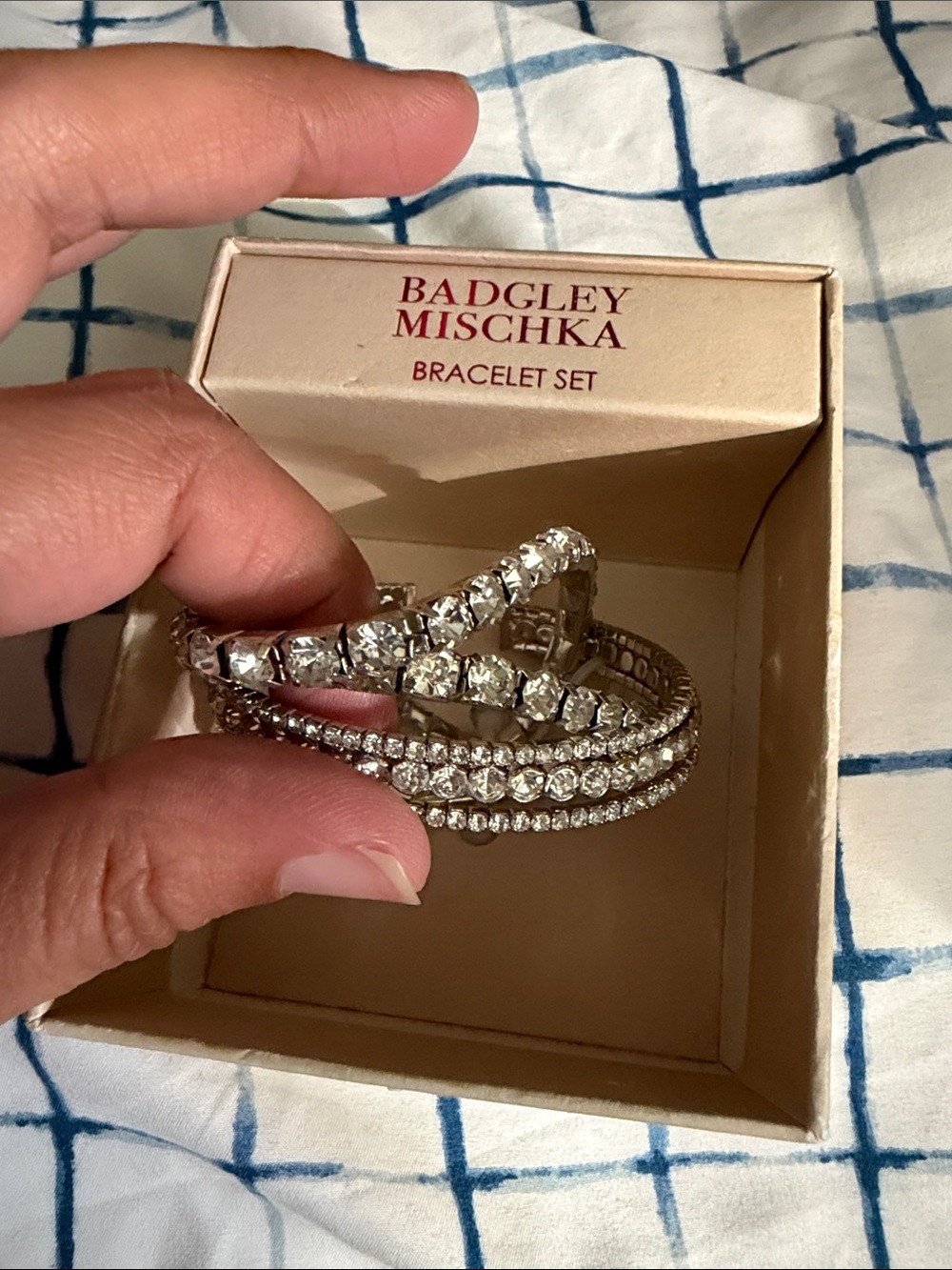 Badgley Mischka Silver Crystal Bracelet Set - Picture 3 of 4